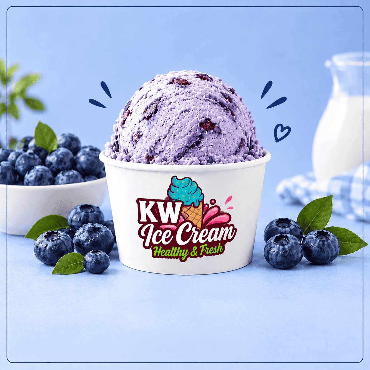 Blueberry Ice Cream – 1 Liter Bowl